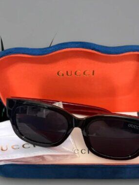 Black Square Sunglasses Gold GG Logo With Case